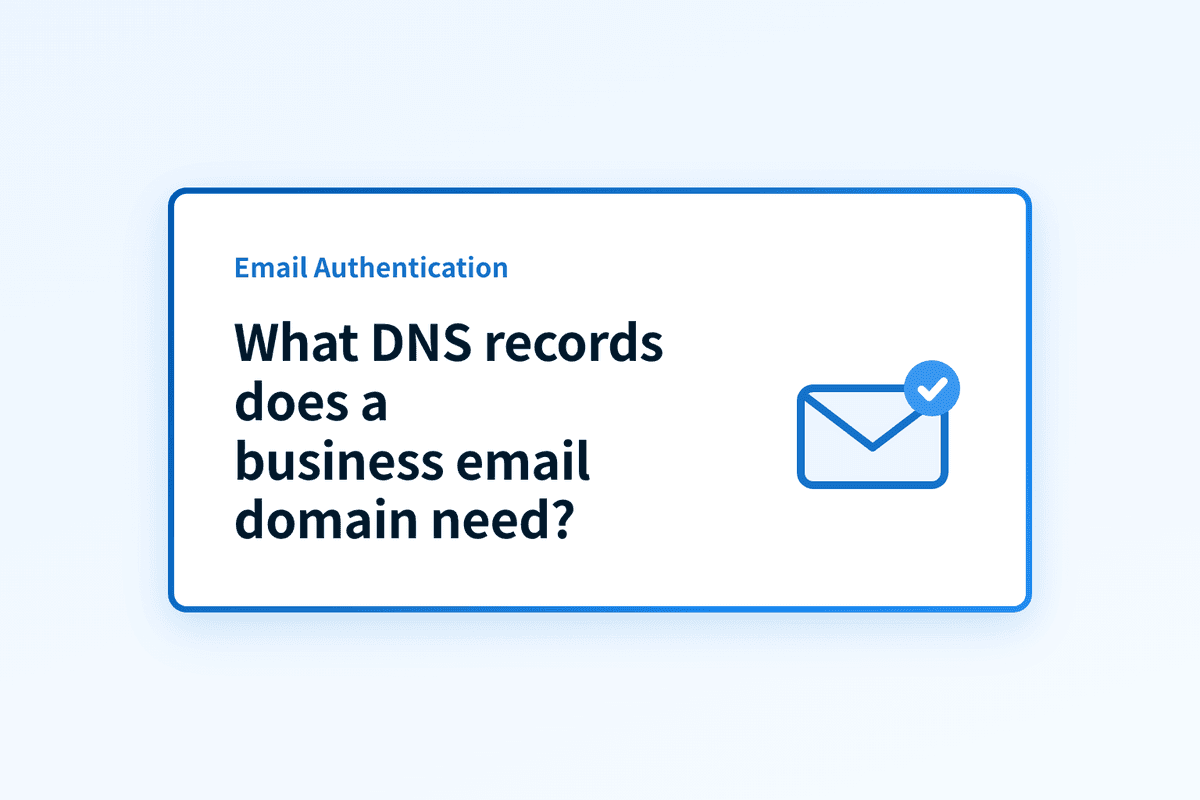 What DNS records does a business email domain need?