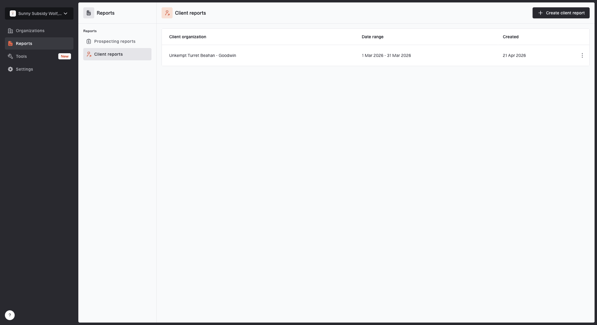 Suped MSP client reports list screen