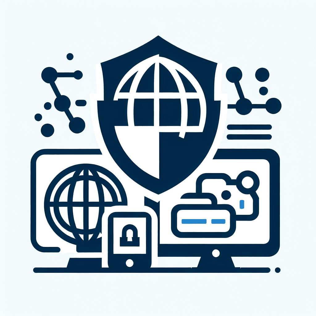 Cybersecurity illustration: Earth with data overlays