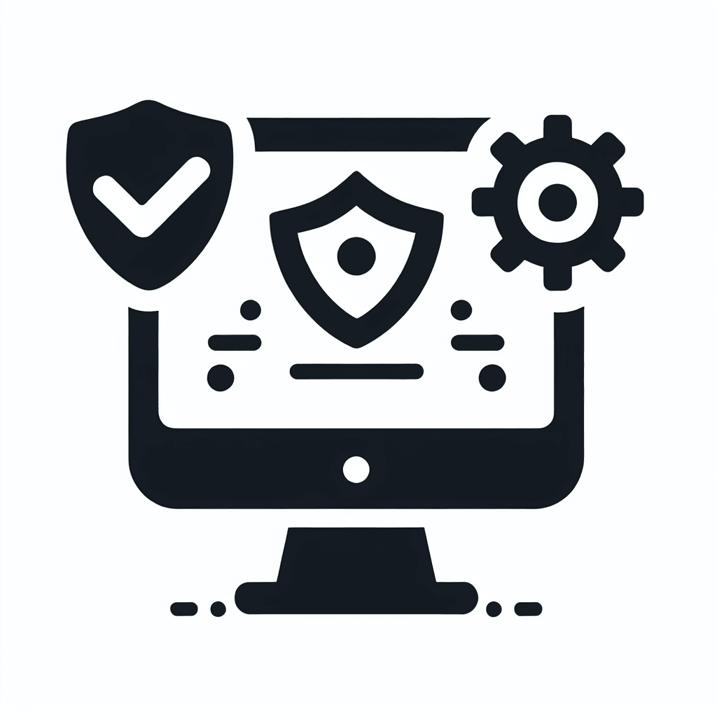 Laptop with security icons