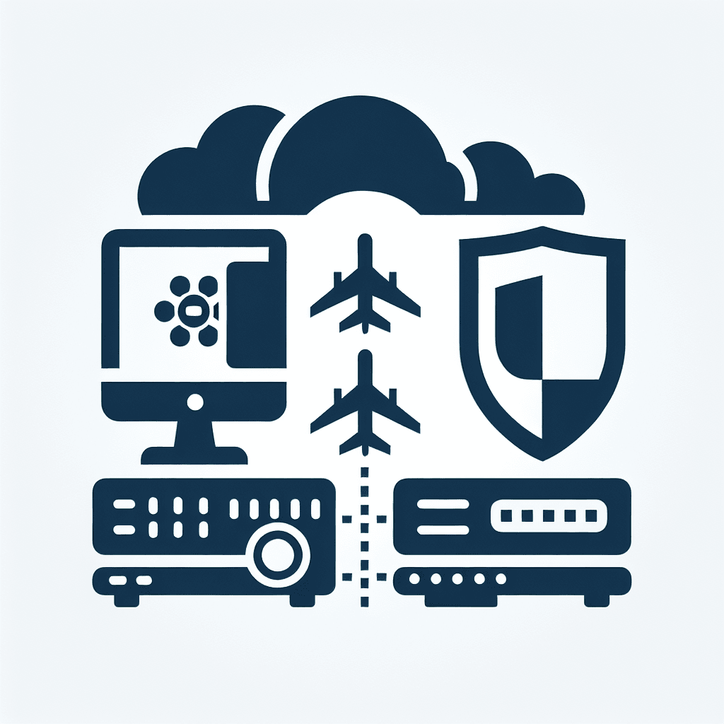 Illustration: isolated computer behind barrier