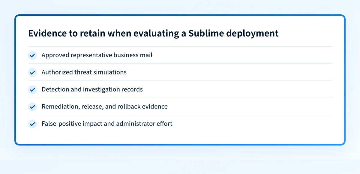 Deployment evaluation evidence checklist