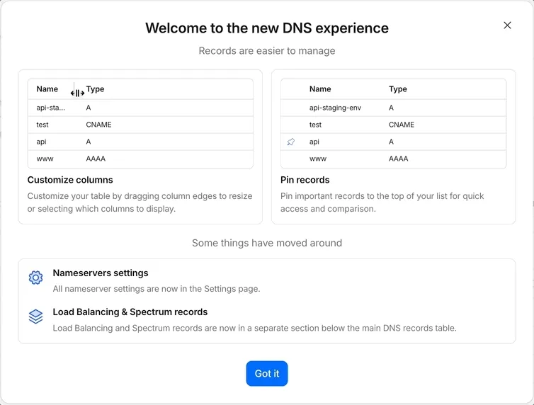 Cloudflare responsive DNS record editor showing record fields and save controls.