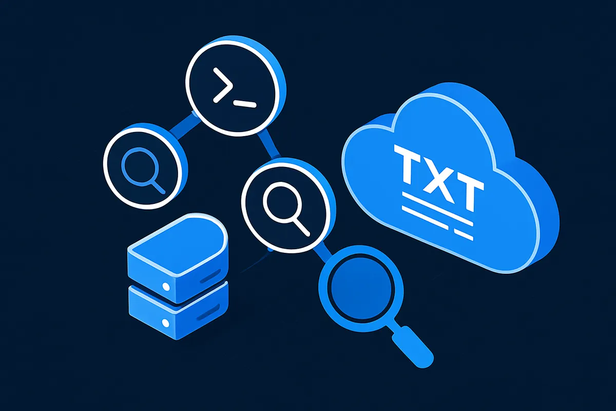 DNS TXT record lookup commands and common email-authentication hostnames
